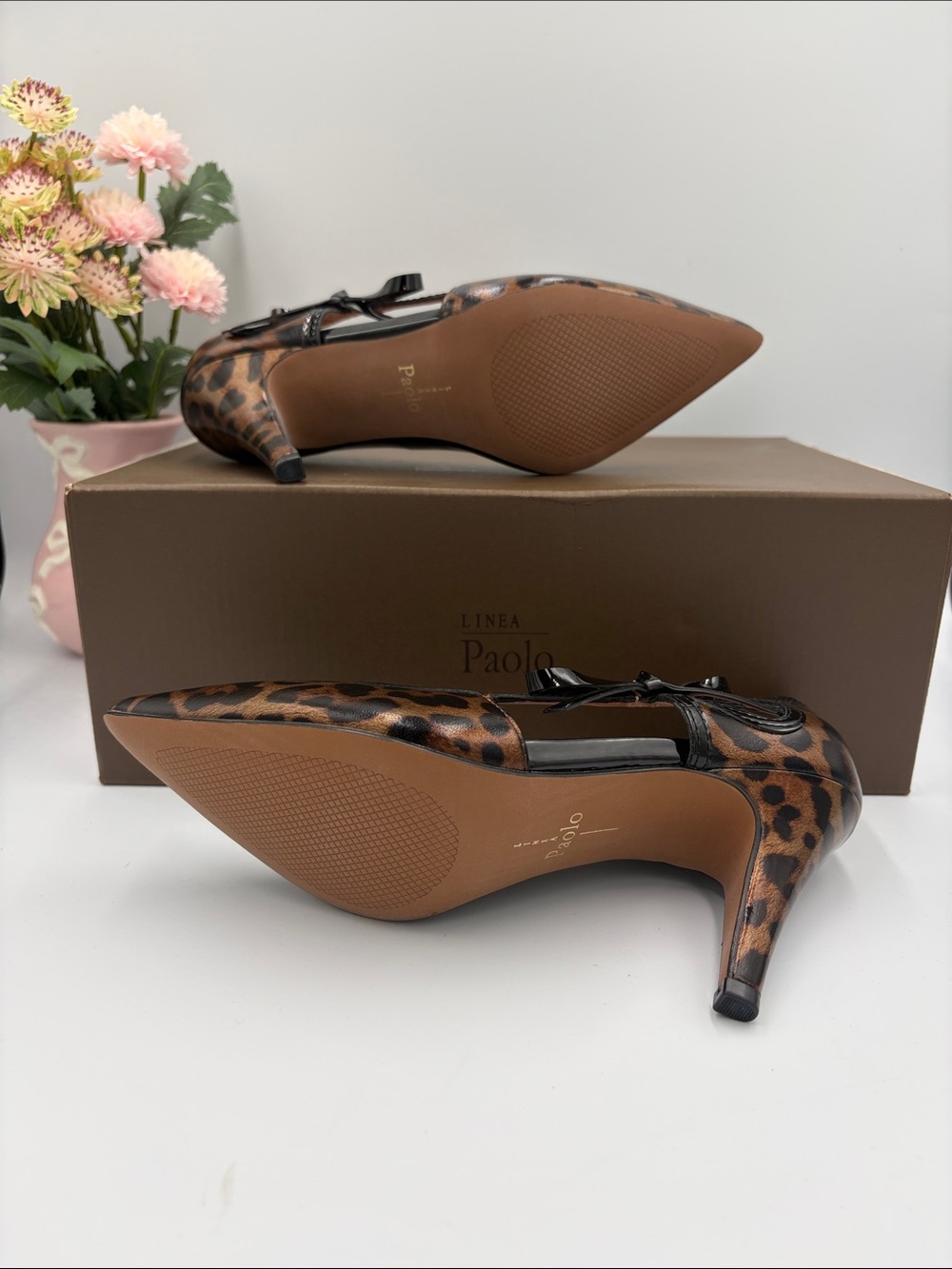 Paolo Leopard-Print Pointed Toe Pumps in Brown and Black - Picture 3 of 6